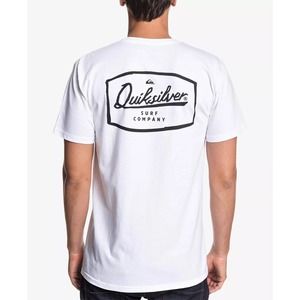 Quiksilver Men's Edgy Vibes Logo Graphic Print Tee T-Shirt in White